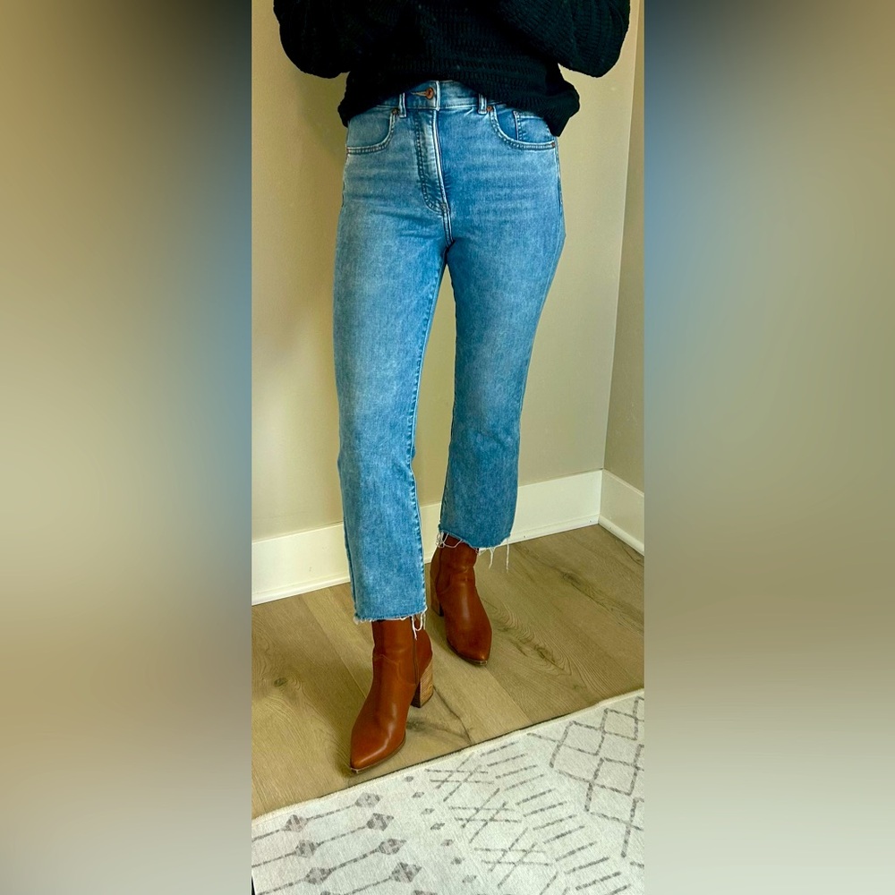 Express Cropped High Rise Stretch Flare Jeans